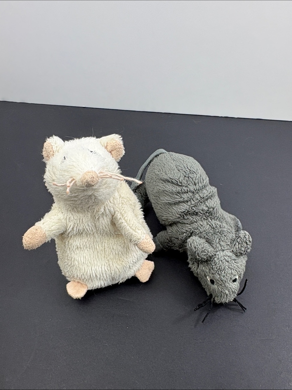 IKEA GOSIG MUS 2 Mouse Stuffed Plush Toys Gray White Embroidered Eyes